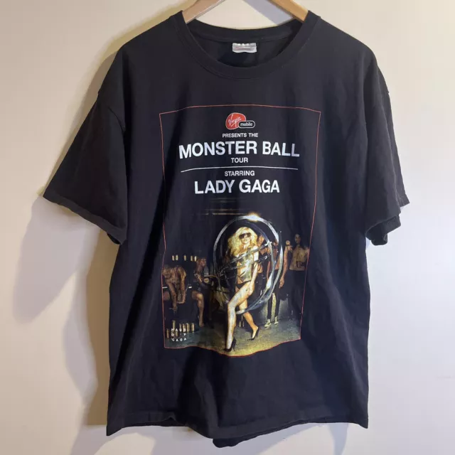 Vintage Lady Gaga Monster Ball 2010 Concert Tour Black T-Shirt Size XL