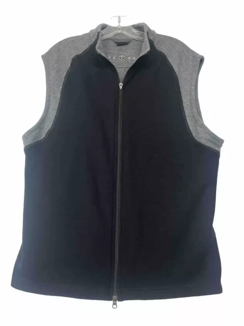 Nike Golf  Vest Mens Large 100% Wool Full Double Zip Black Gray Foundation Layer