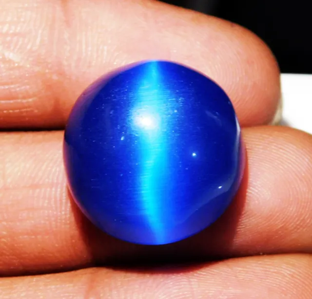 Natural 41.20 Ct Round Cabochon Chrysoberyl Blue Cats Eye Loose Gemstone