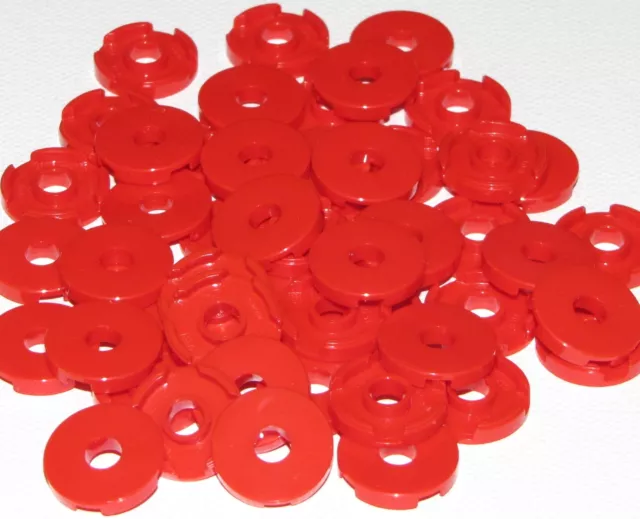 Lego Lot De 50 Neuf Rouge Tuiles Rond 2 x 2 Avec Trou Plat Lisse Pièces