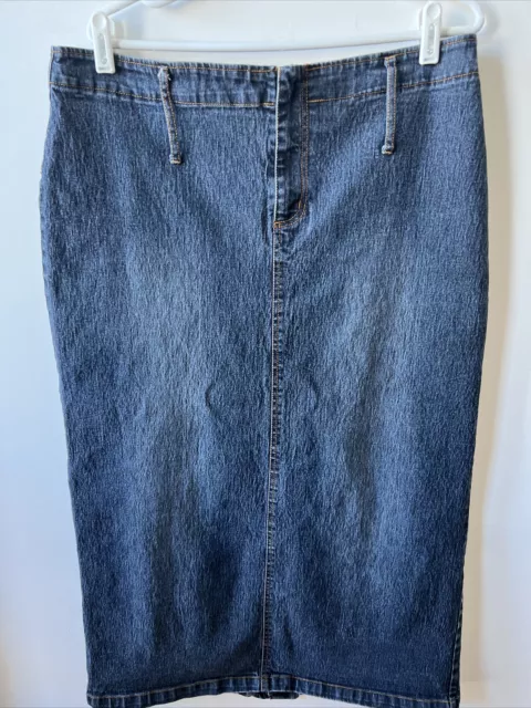 Zoey Beth Denim Blue Jean Skirt, Long Maxi Plus Size 2X Boho Country Western