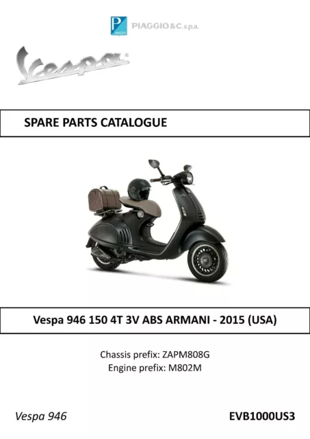 Piaggio Vespa parts manual book 2015 Vespa 946 150 4T 3V ABS ARMANI