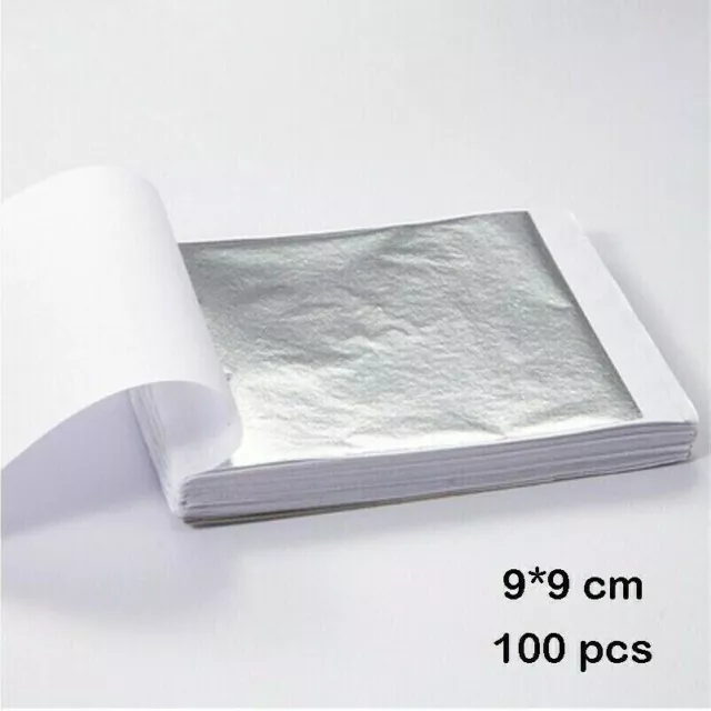 100pcs Silver Foils Leaf Art Craft Paper Home Decor Ceiling Frame Ornaments