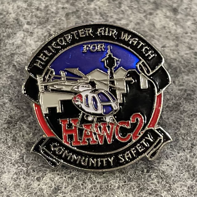 HAWC2 Helicopter Air Watch Community Safety Vintage Cops Hawk Chopper Lapel Pin