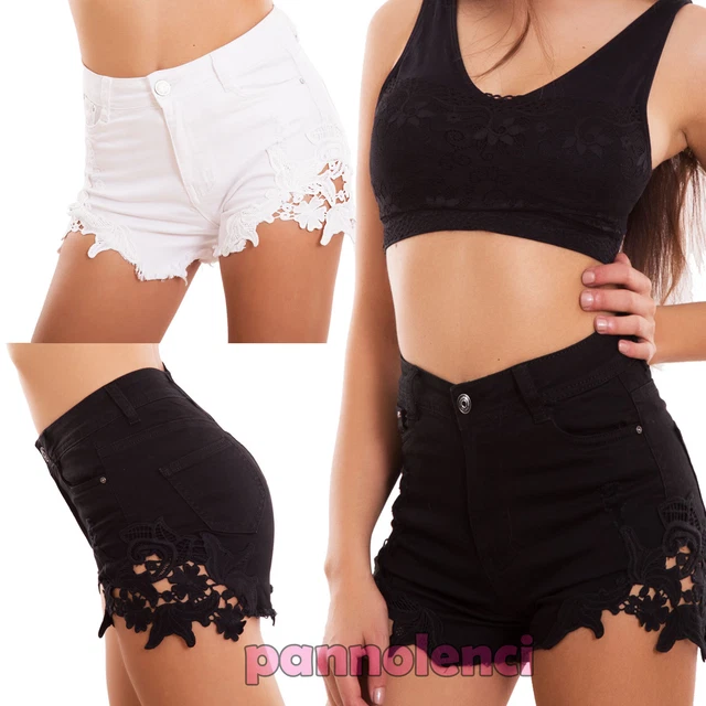 Short Jeans Femme Short Skinny Dentelle Hot Haleter Taille Haute Sexy Neuf H449