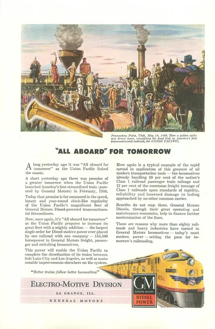 General Motors Electro-Motive Division RR Promonotory Point UT 1950s Magazine Ad