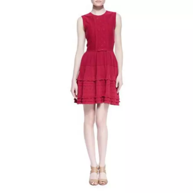 Red Valentino Pink Embroidered Knit Mini Dress Bougainvillea Bow Eyelet Small