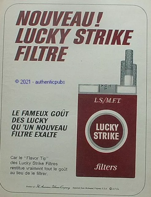 PUBLICITE LUCKY STRIKE Cigarettes Plaisir Partage De 1966 French