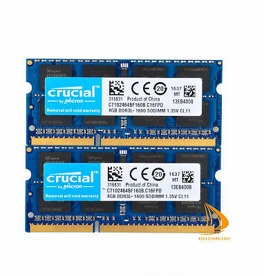 Lote crucial 16GB 8GB 4GB 2Rx8 PC3L-12800S DDR3-1600Mhz Sodimm Notebook Memória RAM @