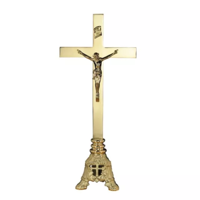 High Polished Brass Majesty  Altar Crucifix For Church or Sanctuary 20 1/2 In