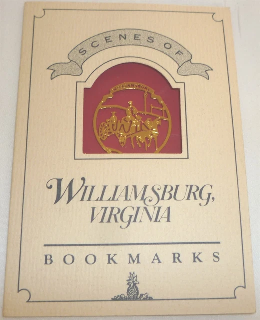Beautiful 24K Gold Plate Scenes Of Williamsburg Bookmark Horse & Carriage