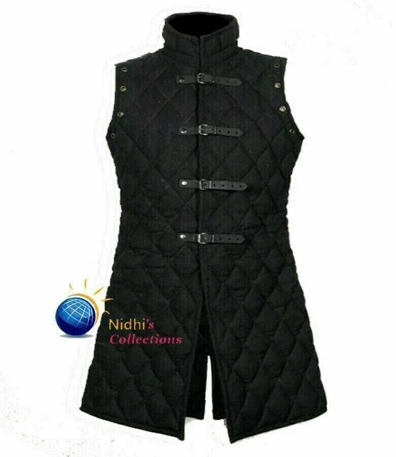 Robe de costume de veste matelassée épaisse Gambison médiéval noir SC