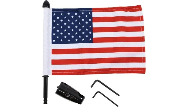 Pro Pad Flag Mount Base 3/4" Square Bar With 6" x 9" USA Flag For Indian