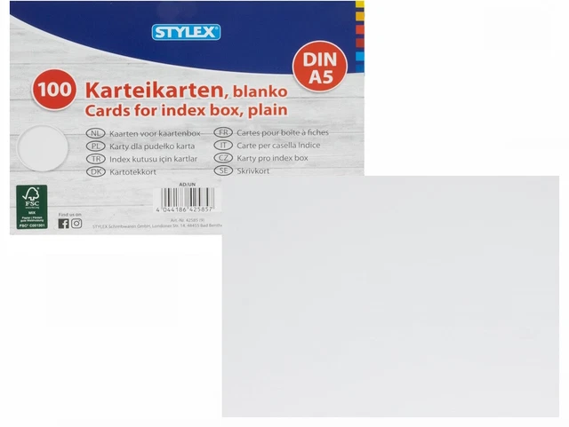 1000 Karteikarten blanko DIN A5 weiß 140g/m² beide Seiten blanko kartei karten