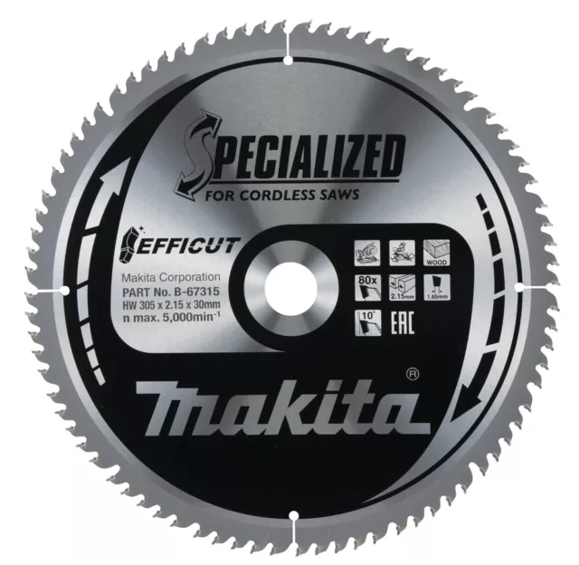 Makita B-67315 Efficut TCT Circular Saw Blade 305x30mm • 80 Teeth 2.15mm Wood