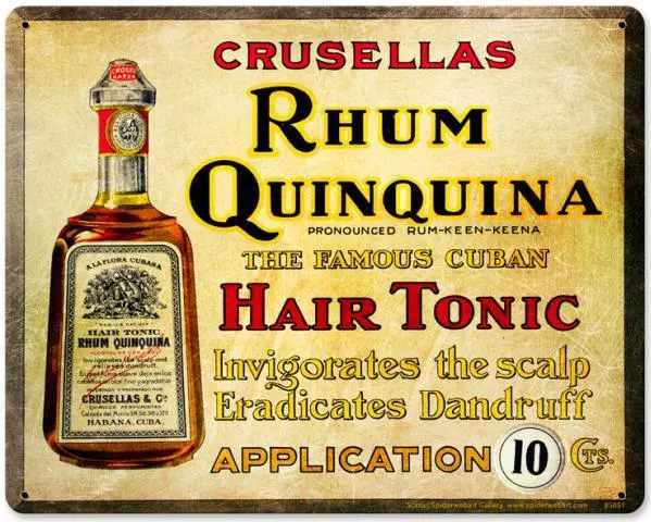 Vintage Barber Shop Rhum Quinquina Cuban Hair Tonic Metal Sign Advertising BS051