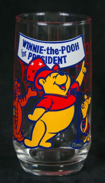 EC Retro Sears Winnie the ‘Pooh for President’ 5” Clear Drinking Glass Disney