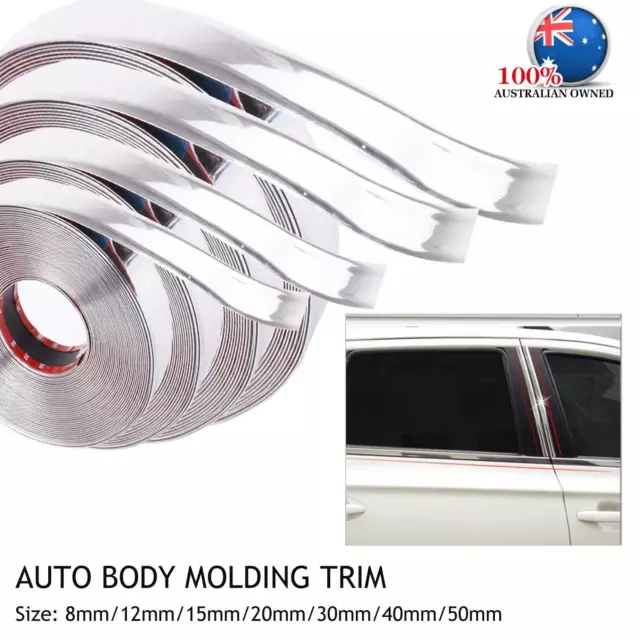 Self-stick Strip Auto Body Door Bumper Chrome Molding Trim Garnish Anti-Scratch