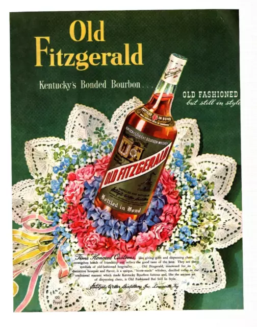 Vtg Print Ad 1947 Old Fitzgerald Bourbon / International Minerals Chemical Corp