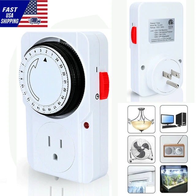 24HOUR OUTLET TIMER Plug in Mechanical Programmable Switch Electric