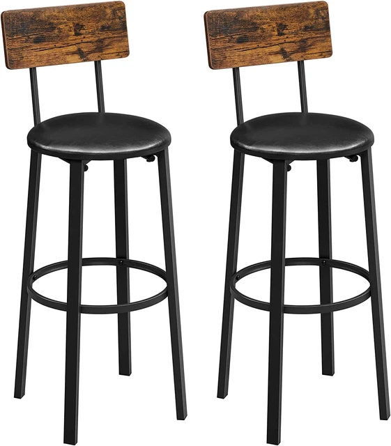 VASAGLE Chaises de Bar, Lot 2, Tabourets Hauts, Sièges Rembourrés, 39 x...