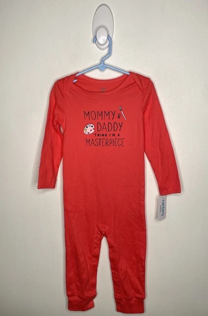 Carters Coverall Baby Girls Size 24 Months Coral Long Sleeve One Piece