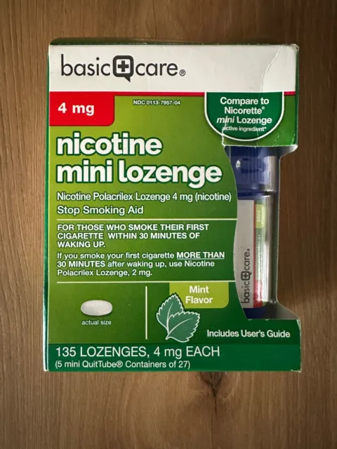 Mini pastillas de nicotina Basic Care 4 mg como nuevas 135 pastillas (NUEVAS, sello roto)