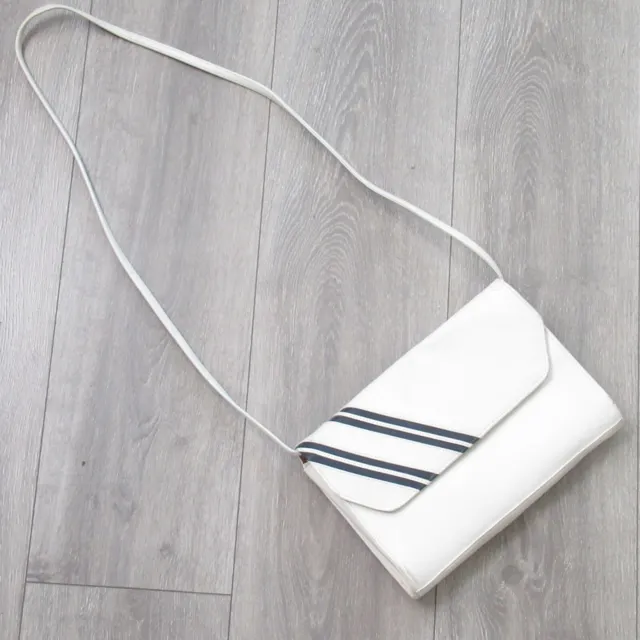 Vtg Phillipe Crossbody Handbag White Blue Striped Leather Clutch Shoulder Bag