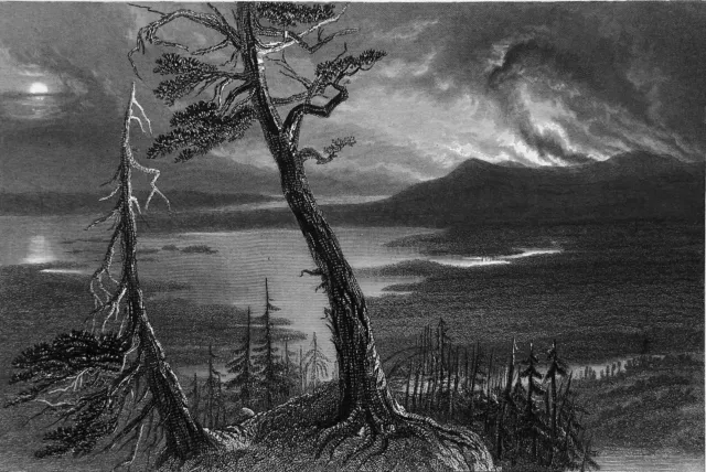 CANADA (QUÉBEC) - LE LAC des ALLUMETTES au 19e - Gravure du 19e siècle