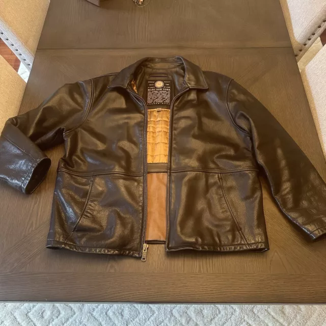 Vintage Mens Marc New York Dark Brown Leather Jacket Size L 2