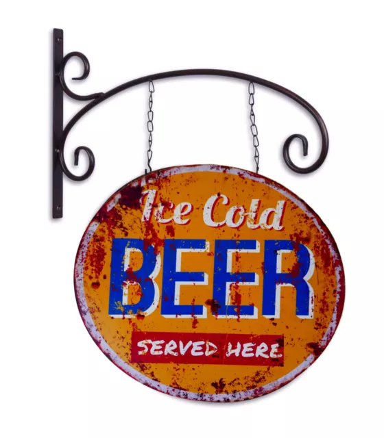 Letrero de Metal " Ice Cold Cerveza" Cerveza Trigo Ale en Ambos Lados Pared
