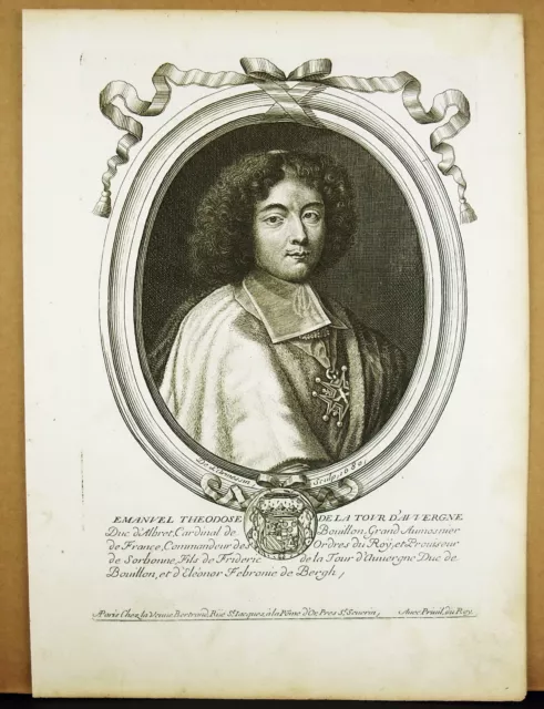 Emmanuel-Théodose d La Tour d'Auvergne Duc de Bouillon de LARMESSIN Gravure XVII