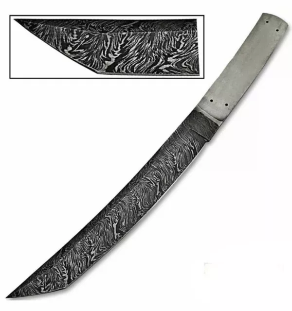 12” HAND FORGED DAMASCUS STEEL Hunting Tanto KNIFE BLANK BLADE Full Tang TX 1324