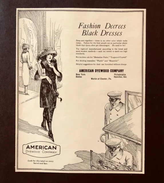 1921 American Dyewood Co Advertisement Fashion Black Dress Antique Print AD