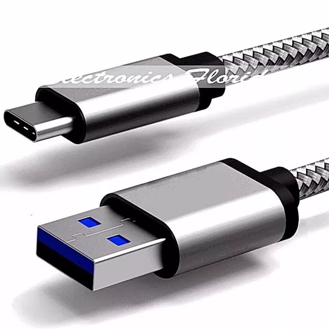 1FT Nylon Braided Rope USB-C Type-C Data Sync Charger Charging Cable SILVER