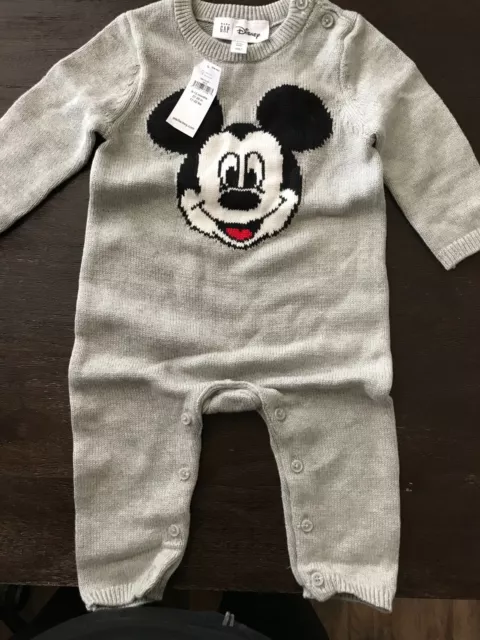 NEW NWT 6-12 Months Baby Gap Disney Mickey Mouse one piece Sweater Romper 