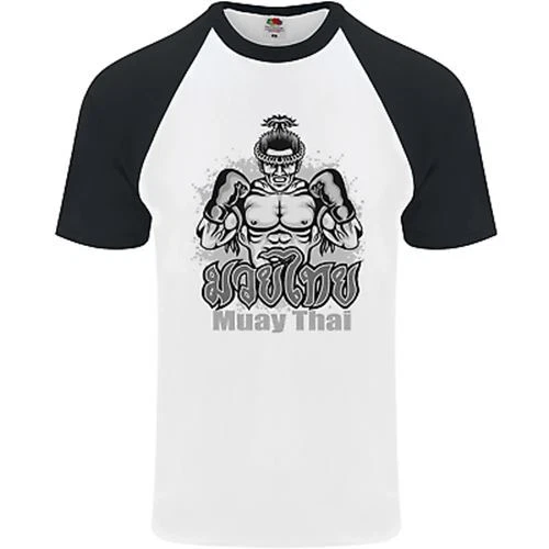 Muay Thai Boxe Mma Arti Marziali Kick DA UOMO S/S Baseball T-Shirt