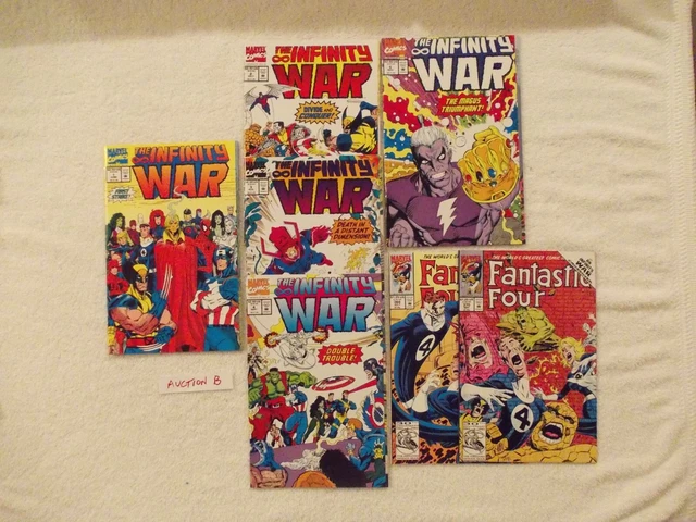 7 Lot Warlock  Infinity War 1 2 3 4 6 1992 Fantastic Four 366 370 Hulk Nm Mcu B
