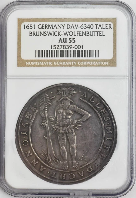 1651 Germany Taler DAV-6340 Brunswick-Wolfenbuttel AU55 NGC 946712-6