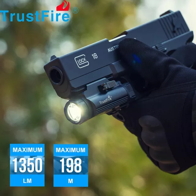 GM35 1350LM Taktische Jagd Pistole LED Licht USB Wiederaufladbar Taschenlampe DE
