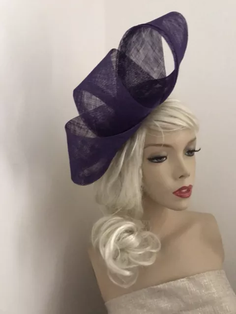 Fascinator Purple Loop Hatinator Wedding Hat Formal Ladies Headpiece Ascot Races