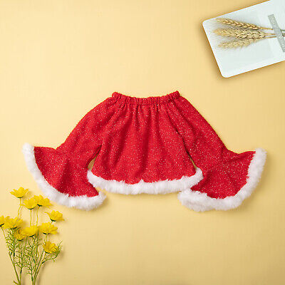 Bambino per neonate vestiti di Natale Set top con increspatura Bell Pantaloni Abiti da Babbo Natale 3