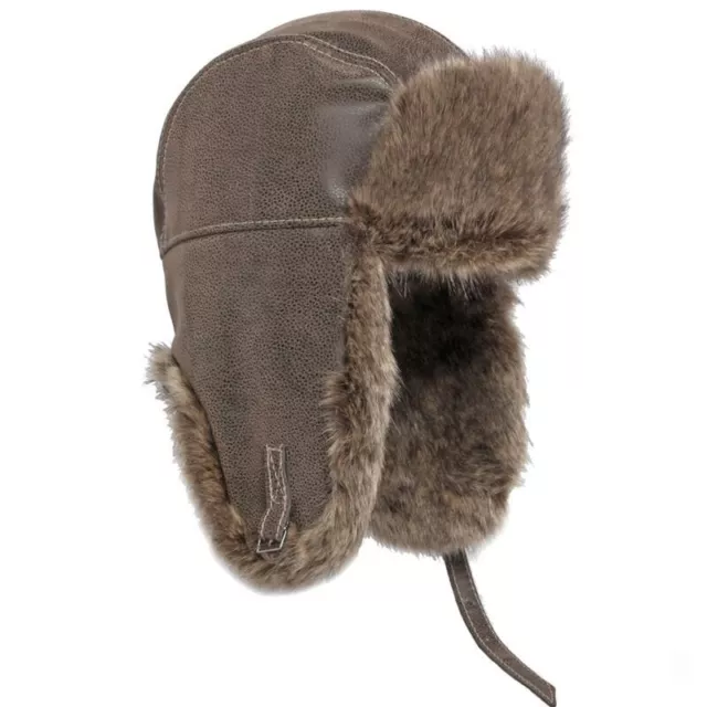 Hommes Aviateur Russe Ushanka Chapeau Trappeur Fausse Fourrure Cuir Oreille Cap