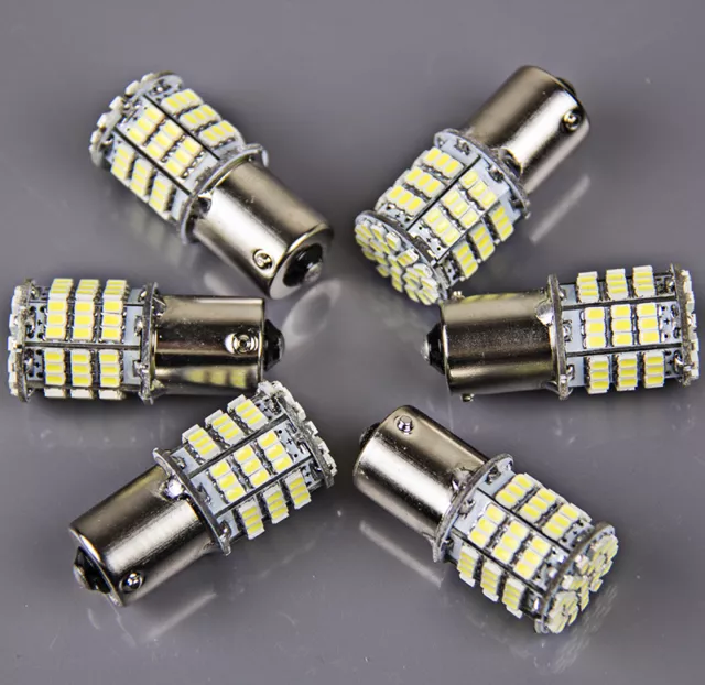 6x Ba15s 1156 White Car Rear Turn Signal Light Super Bright 85-SMD LED Bulb Lamp