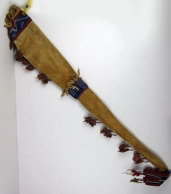 c1900 NATIVE AMERICAN DEN'A ATHABASCAN INDIAN BEAD DECORATED HIDE RIFLE SCABBARD