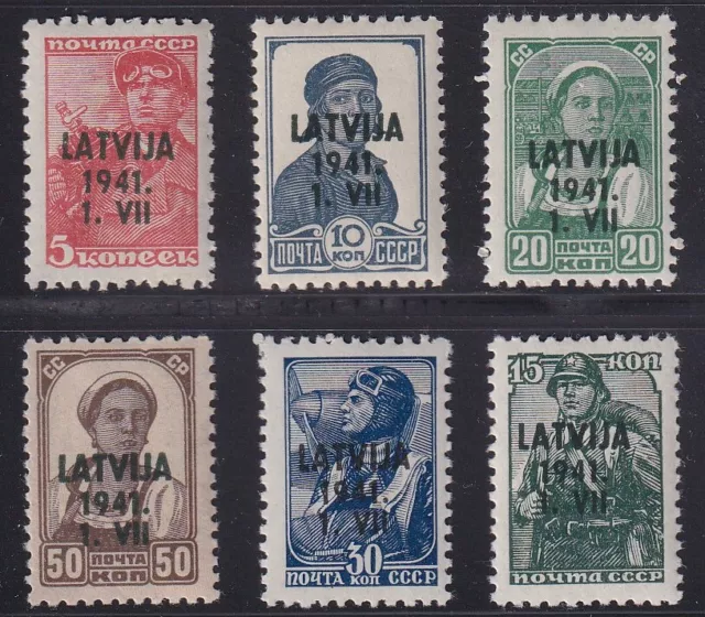 Lettland Deutsche Besetzung 1941 Mi.Nr. 1-6 postfrisch ** MNH Freimarken /1