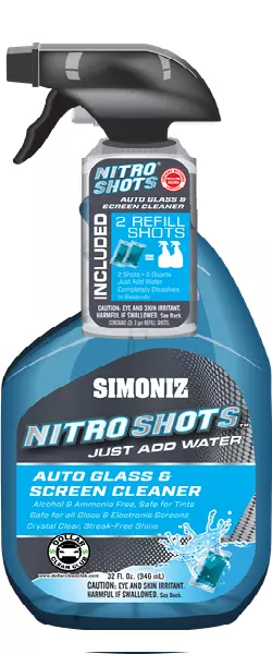 2 REFILLS ORIGINAL SIMONIZ NITROSHOTS™ AUTO GLASS & SCREEN CLEANER - Made in USA