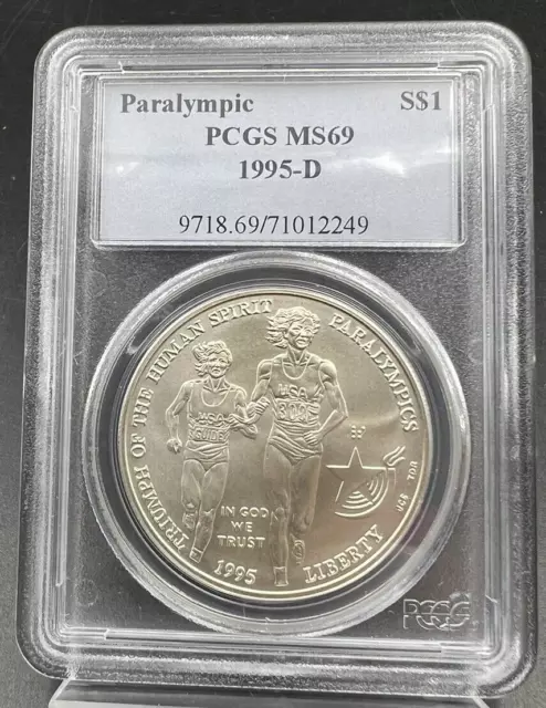 1995 D Atlanta Paralympic Blind Runner 90% Silver Commemorative Dollar PCGS MS69