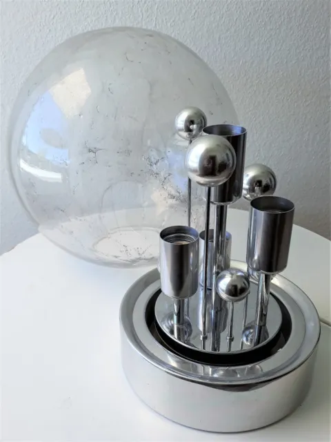 70er Doria Lampe Tischlampe  "BIG BALL"  Sputnik Bodenlampe Ø 40cm Vintage 70s 2