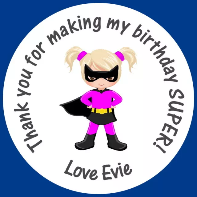 Personalised Gloss Pink  Blond Batgirl Birthday Party Sweet Cone Stickers